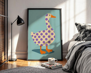 Duck Wall Art – Quirky Animal Print, Fun Minimalist Farmhouse Poster, Bold Whimsical Bird Illustration, Free Shipping - Just Great Posters