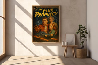 The Flux Prophecy Retro Poster – Vintage Sci - Fi Book Cover Art Print, 80s Inspired Thriller Wall Art, Cult Classic Time Travel Poster - Just Great Posters