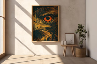 Hawk Eye Poster – Bold Close - Up Bird of Prey Wall Art, Retro Wildlife Print for Rustic, Lodge, or Nature Lover Decor - Just Great Posters