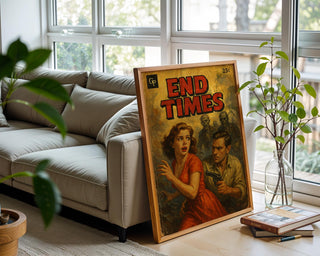 End Times Zombie Poster – Vintage Pulp Fiction Thriller Art Print, Retro Survival Horror Wall Art, Apocalypse Novel Cover Style - Just Great Posters