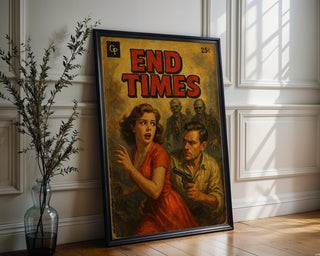 End Times Zombie Poster – Vintage Pulp Fiction Thriller Art Print, Retro Survival Horror Wall Art, Apocalypse Novel Cover Style - Just Great Posters