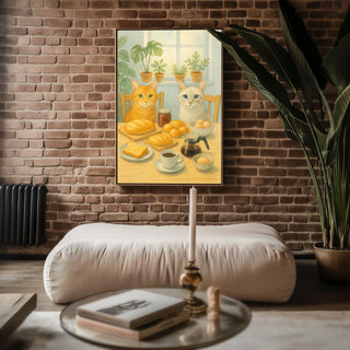Cute Cat Kitchen Art, Cozy Breakfast Wall Print, Whimsical Cat Poster, Cafe Style Decor, 260gsm Paper, Free Shipping - Just Great Posters
