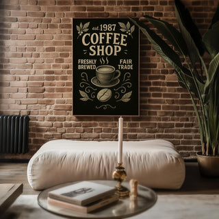 Vintage Coffee Shop Poster, Chalkboard Coffee Wall Art, Retro Cafe Print, Espresso Bar Decor, 260gsm Paper, Free Shipping - Just Great Posters