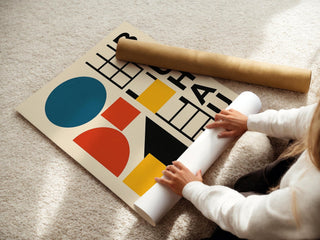 Bauhaus Style Abstract Art Print – Bold Modern Wall Decor with Geometric Shapes, Mid Century Inspired Minimalist Poster, Free Shipping - Just Great Posters