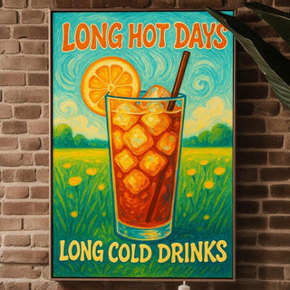 Retro Iced Tea Poster – Vibrant Summer Wall Art with Citrus, Sunshine & Cool Vibes for Kitchen, Bar or Patio – 260gsm Print Free Shipping - Just Great Posters