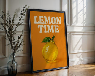 Bold Lemon Art Print – Vibrant Retro Kitchen Poster in Bright Orange & Yellow, Funky Fruit Wall Art on 260gsm Paper, Free Shipping - Just Great Posters