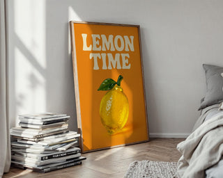 Bold Lemon Art Print – Vibrant Retro Kitchen Poster in Bright Orange & Yellow, Funky Fruit Wall Art on 260gsm Paper, Free Shipping - Just Great Posters
