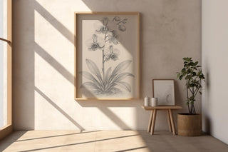 Orchid Pencil Drawing Art Print | Elegant Botanical Sketch Poster in Vintage Style | Minimalist Plant Lover Gift & Botanical Wall Decor - Just Great Posters