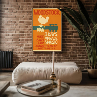 Woodstock Poster Reprint | Retro Orange Music Festival Art | Peace and Music 60s Vibe Wall Art for Music Rooms & Vintage Lovers - Just Great Posters