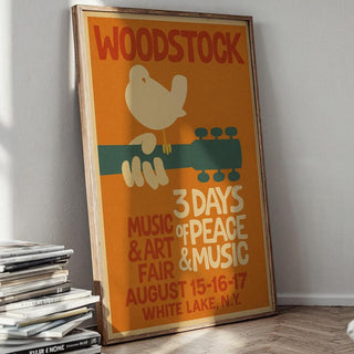 Woodstock Poster Reprint | Retro Orange Music Festival Art | Peace and Music 60s Vibe Wall Art for Music Rooms & Vintage Lovers - Just Great Posters