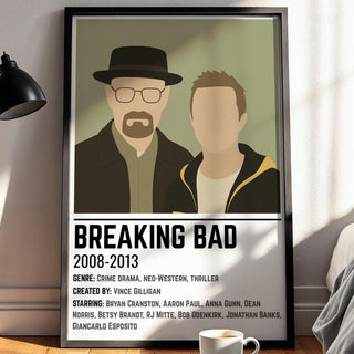 Breaking Bad Character Duo Poster | Minimalist Crime Drama Wall Art | Gritty Cult TV Print for Fans of Dark Humor & Antiheroes - Just Great Posters