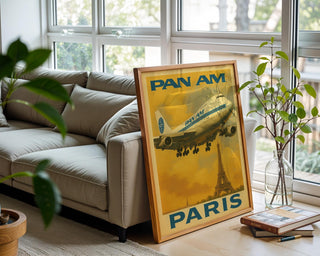 Pan Am Paris Travel Poster – Retro Airline Wall Art, Vintage Jet Age Decor with Eiffel Tower, Aviation Print for Pilots and Wanderlusters - Just Great Posters