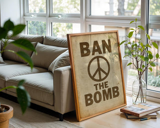 Ban the Bomb Peace Poster | Vintage Protest Art Print with Bold Typography | 1960s Anti - War Movement Wall Art | Free Shipping - Just Great Posters