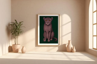 Purple Cheetah Art Print | Modern Animal Illustration with Bold Colors | Jungle - Inspired Wall Decor | Free Shipping Included - Just Great Posters