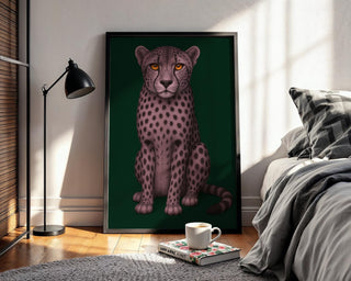 Purple Cheetah Art Print | Modern Animal Illustration with Bold Colors | Jungle - Inspired Wall Decor | Free Shipping Included - Just Great Posters