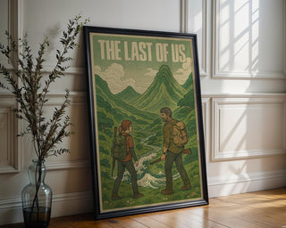 The Last of Us Art Print – Joel & Ellie Fan Poster with Vintage Graphic Style, Apocalyptic Nature Scene for Game Room or Wall Art Lovers - Just Great Posters