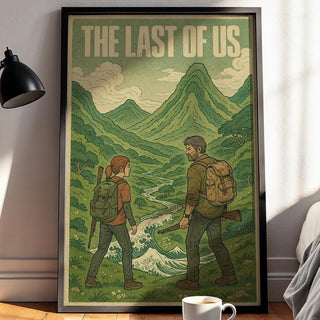 The Last of Us Art Print – Joel & Ellie Fan Poster with Vintage Graphic Style, Apocalyptic Nature Scene for Game Room or Wall Art Lovers - Just Great Posters