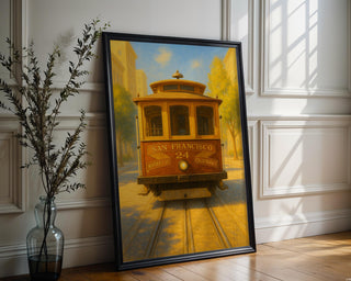 San Francisco Tram Poster – Vintage Style Travel Wall Art, Golden Hour Trolley Print for City Lovers, Wanderlusters and Retro Homes - Just Great Posters