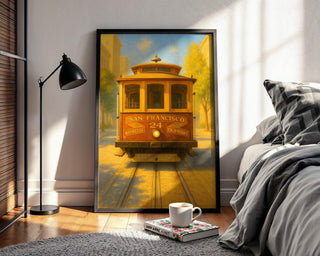 San Francisco Tram Poster – Vintage Style Travel Wall Art, Golden Hour Trolley Print for City Lovers, Wanderlusters and Retro Homes - Just Great Posters