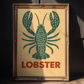 Lobster Coastal Wall Art – Vintage Seafood Kitchen Print, Retro Ocean Poster for Beach House Decor, Nautical Style, or Seafood Lovers - Just Great Posters