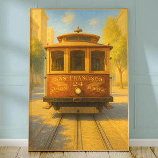San Francisco Tram Poster – Vintage Style Travel Wall Art, Golden Hour Trolley Print for City Lovers, Wanderlusters and Retro Homes - Just Great Posters