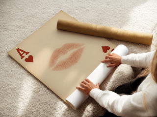 Kiss Card Art Print – Romantic Playing Card Poster with Lipstick Mark on Ace of Hearts, Bold Vintage - Inspired Wall Art for Lovers - Just Great Posters
