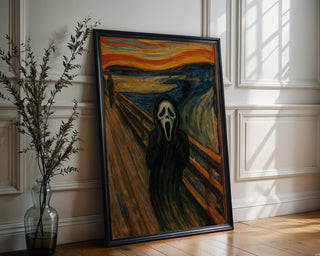 Ghostface Scream Mashup Poster – Horror Movie Parody Print Meets Munch’s “The Scream,” Funny Scary Art for Fans of Fear & Irony - Just Great Posters