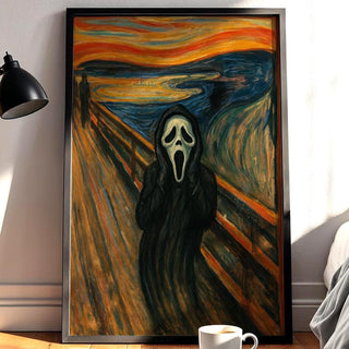 Ghostface Scream Mashup Poster – Horror Movie Parody Print Meets Munch’s “The Scream,” Funny Scary Art for Fans of Fear & Irony - Just Great Posters