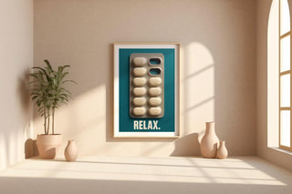 Funny Chill Pill Wall Art | Bold Modern Relax Poster for Office, Bathroom or Dorm | Witty Mental Health Print | Free Shipping Poster - Just Great Posters