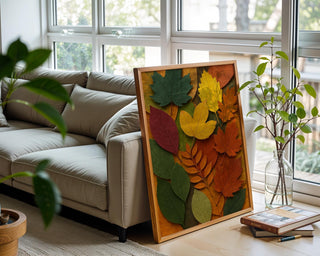 Fall Leaves Wall Art | Cozy Autumn Nature Print with Bold Color | Boho Botanical Poster for Living Room or Entry | Free Shipping Always - Just Great Posters