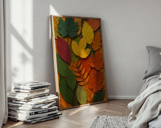 Fall Leaves Wall Art | Cozy Autumn Nature Print with Bold Color | Boho Botanical Poster for Living Room or Entry | Free Shipping Always - Just Great Posters