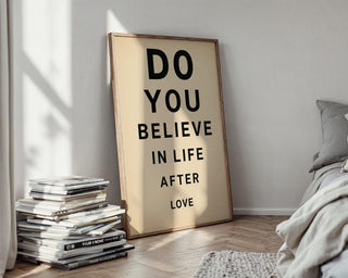 Cher Lyric Poster | Do You Believe in Life After Love Print | Bold Minimalist Wall Art for Music Lovers & Breakups | Free Shipping Always - Just Great Posters