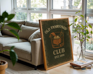 Old Fashioned Cocktail Poster | Vintage Whiskey Wall Art for Bar, Kitchen or Den | Retro Speakeasy Vibes | Free Shipping Included - Just Great Posters