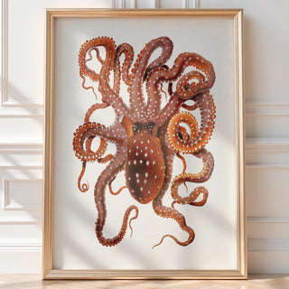 Octopus Vintage Wall Art – Antique Scientific Marine Illustration Poster, Ocean Creature Print for Coastal, Nautical or Academic Decor - Just Great Posters