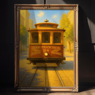 San Francisco Tram Poster – Vintage Style Travel Wall Art, Golden Hour Trolley Print for City Lovers, Wanderlusters and Retro Homes - Just Great Posters