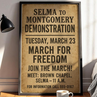 Selma to Montgomery March Poster | Vintage Civil Rights Movement Wall Art | March for Freedom History Print | Free Shipping Always - Just Great Posters