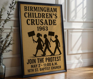 Children’s Crusade 1963 Poster | Vintage Civil Rights Youth Protest Art | Birmingham March Wall Print | Free Shipping Always Included - Just Great Posters