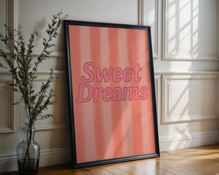 Sweet Dreams Pink Poster – Cute Nursery Wall Art with Stars & Clouds, Baby Girl Bedroom Decor, Pastel Kids Room Print, Free Shipping - Just Great Posters
