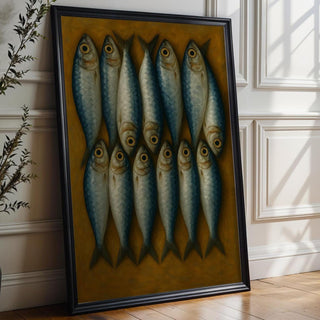 Sardine Fish Wall Art | Bold Modern Kitchen Poster with Vintage Market Vibes | Coastal Foodie Print for Seafood Lovers | Free Shipping - Just Great Posters