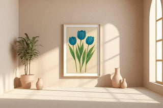 Blue Tulip Flower Poster | Minimal Botanical Wall Art for Modern Nature Lovers | Soft Color Plant Print | Free Shipping Always Included - Just Great Posters