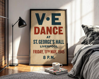 VE Day Dance Poster | 1945 Vintage Party Wall Art from WWII Liverpool Celebration | Retro British History Print | Free Shipping Always - Just Great Posters