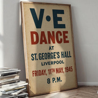 VE Day Dance Poster | 1945 Vintage Party Wall Art from WWII Liverpool Celebration | Retro British History Print | Free Shipping Always - Just Great Posters