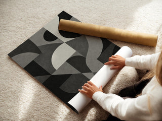 Geometric Abstract Poster | Modern Minimal Wall Art in Beige, Black & White | Bold Design Lover’s Print | Free Shipping Always Included - Just Great Posters