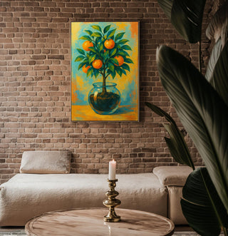 Orange Tree in Glass Poster | Minimal Botanical Wall Art with Citrus Still Life | Fresh Modern Kitchen Print | Free Shipping Always - Just Great Posters