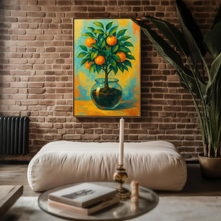 Orange Tree in Glass Poster | Minimal Botanical Wall Art with Citrus Still Life | Fresh Modern Kitchen Print | Free Shipping Always - Just Great Posters