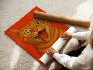 Screaming Orange Cat Poster | Funny Bold Animal Wall Art with Yelling Ginger Kitty Face | Loud Cat Lover Gift | Free Shipping Always - Just Great Posters