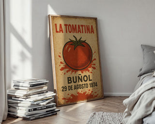 La Tomatina Poster | Vintage Spanish Festival Wall Art with Tomato Splash Design | Retro Buñol Print 1974 | Free Shipping Always - Just Great Posters
