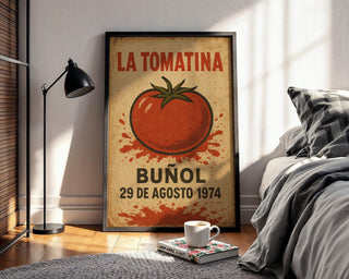 La Tomatina Poster | Vintage Spanish Festival Wall Art with Tomato Splash Design | Retro Buñol Print 1974 | Free Shipping Always - Just Great Posters