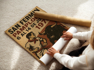San Fermín Poster | Vintage Pamplona Running of the Bulls Festival Wall Art | Retro Spanish Fiesta Print 1970 | Free Shipping Always - Just Great Posters