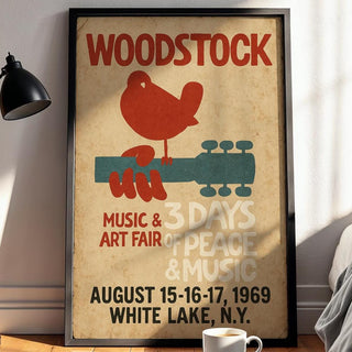 Woodstock Poster | Retro Music Festival Wall Art | 1969 Hippie Psychedelic Print | Vintage Rock Concert Decor | Free Shipping - Just Great Posters